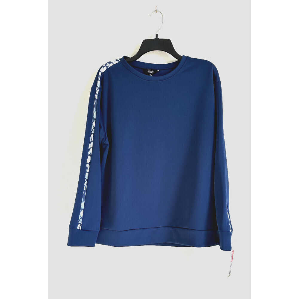 Nicole Miller Sport Women's Striped Activewear Crewneck Sweatshirt Size M $68